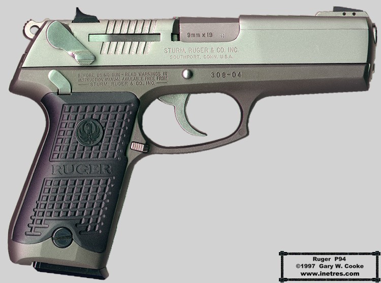 Ruger P94 Auto Pistol, 9mm Luger/Parabellum (9x19), 15 shot mag (pre-ban) .